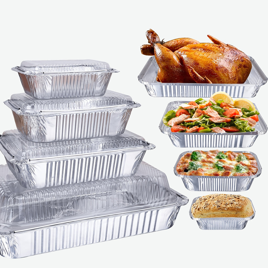 Heavy-Duty Disposable Aluminum Foil Pans with Clear Lids