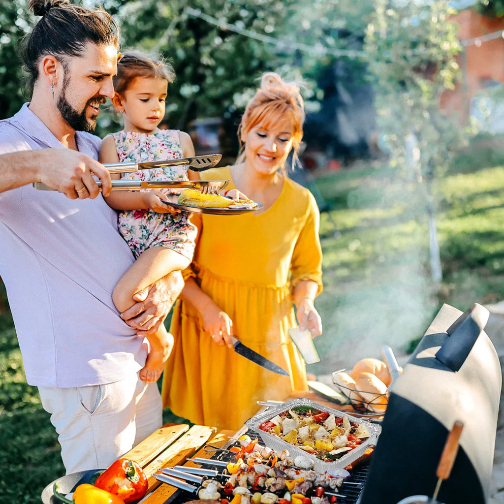 50Pcs Aluminum Foil Trays 1100ml Non-Stick Aluminum Foil Baking Pans Reusable Food Grade Aluminum Foil Containers Aluminum Foil