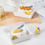 50PCS Paper Charcuterie Boxes with Clear Lids 4 Inches Square White Disposable Sandwich Boxes Dessert To Go Containers