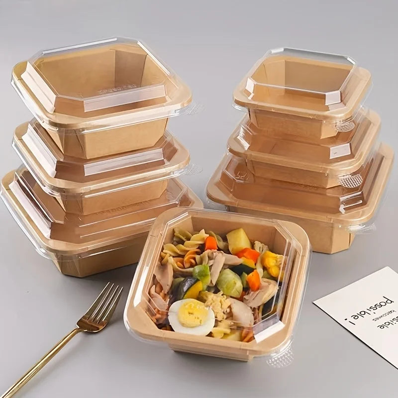 12 Sets Disposable Paper Containers Octagonal Box for Lightweight Food Commercial Use Family Gatherings Takeaway Work Lunches Va