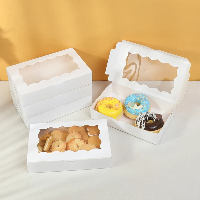 5-20pcs Gift Boxes With Window Birthday Party Chocolate Candy Cookie Gift Packaging Wedding Supplies Baby Shower Christmas Decor