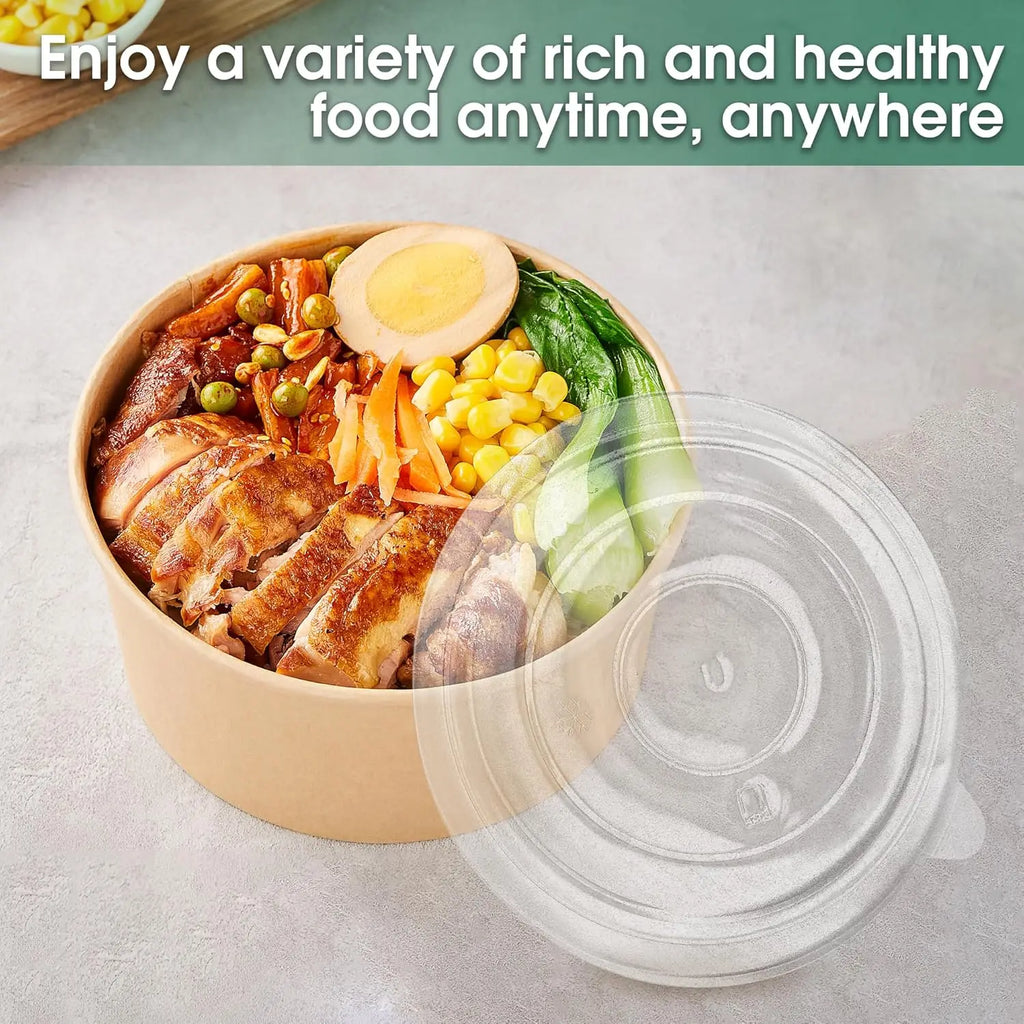 30/10pcs Disposable Kraft Paper Bowls Packaging Boxes with Lids for Hot Soup Salad Noodles Ice Cream Food Containers Lunch Box Christmas
