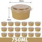 30/10pcs Disposable Kraft Paper Bowls Packaging Boxes with Lids for Hot Soup Salad Noodles Ice Cream Food Containers Lunch Box Christmas