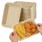 Bamboo pulp Disposable Plate Thickened Rectangle Paper Trays Barbecue Fried Chicken Party Tableware Market Snacks Paper Plate