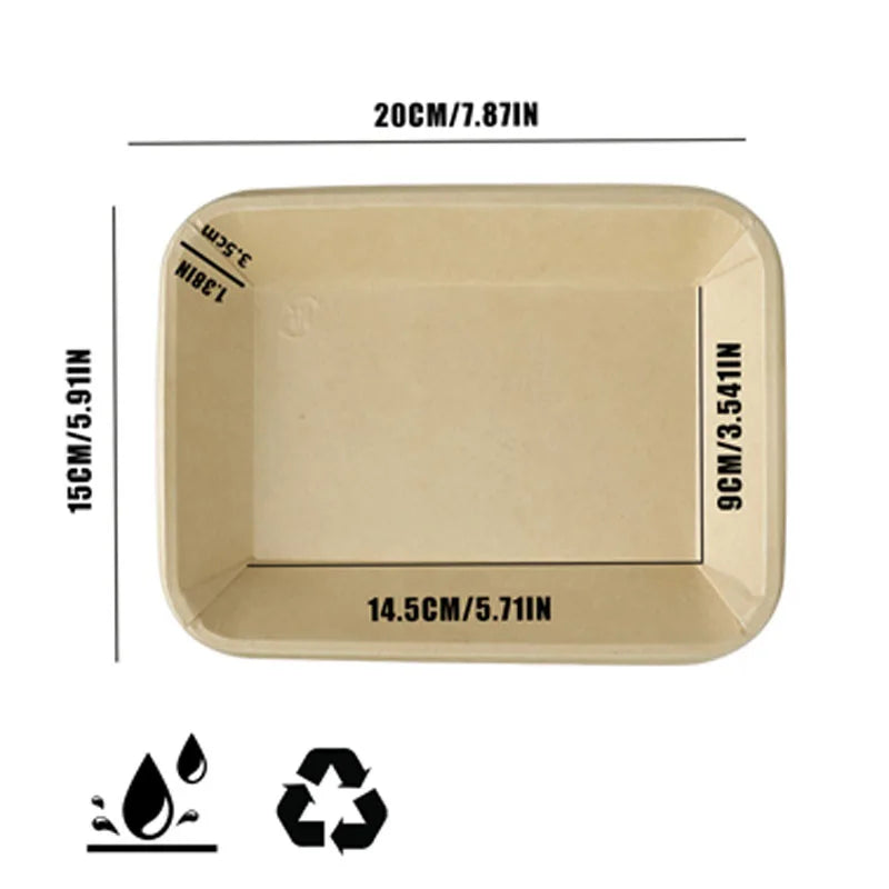 Bamboo pulp Disposable Plate Thickened Rectangle Paper Trays Barbecue Fried Chicken Party Tableware Market Snacks Paper Plate