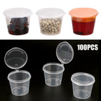 Disposable Sauce Pot 100Pcs Food Small Sauce Container Box Plastic Clear With Lids Kitchen Organizer Chutney Chili Sauce Cups