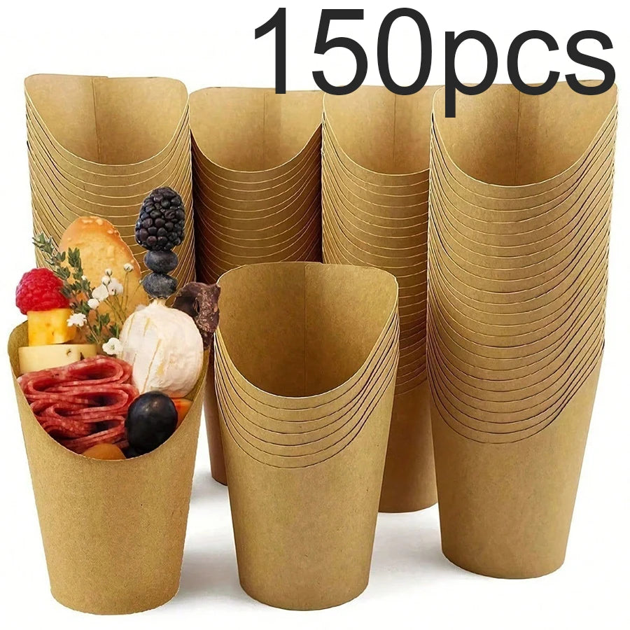 50-200PC Kraft Paper French Fries Cup Disposable Fry Charcuterie Cups For Party Celebrations Various Snacks Cupcake Paper Cups