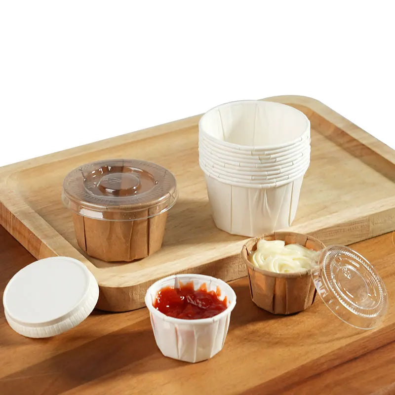 100/200pcs Disposable Paper Leak-proof Food Dipping Cup 0.75/1/2 oz Cup Suitable For Medicine Dispensing Supermarket Tasting Cup