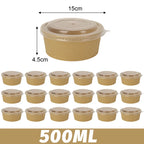 30/10pcs Disposable Kraft Paper Bowls Packaging Boxes with Lids for Hot Soup Salad Noodles Ice Cream Food Containers Lunch Box Christmas
