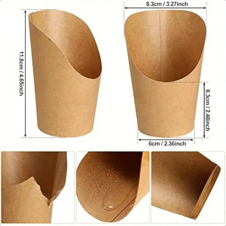 50-200PC Kraft Paper French Fries Cup Disposable Fry Charcuterie Cups For Party Celebrations Various Snacks Cupcake Paper Cups