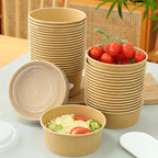 30/10pcs Disposable Kraft Paper Bowls Packaging Boxes with Lids for Hot Soup Salad Noodles Ice Cream Food Containers Lunch Box Christmas
