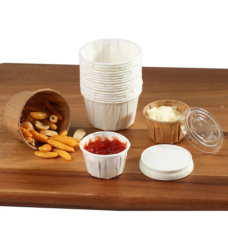 100/200pcs Disposable Paper Leak-proof Food Dipping Cup 0.75/1/2 oz Cup Suitable For Medicine Dispensing Supermarket Tasting Cup